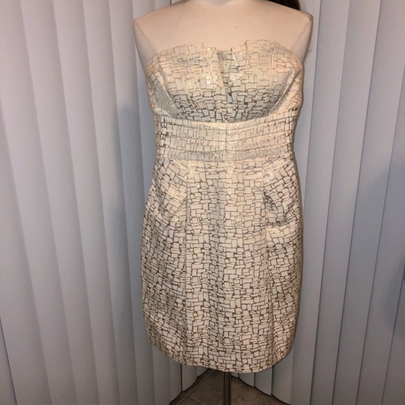 Max & Cleo strapless ivory and gold dress - Picture 2 of 4